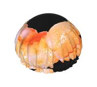 BKDODKS Glutton Cuffia da doccia con stampa di gamberetti da donna, leggera, riutilizzabile, morbida, a doppio strato, impermeabile, a prova di perdite, colore nero