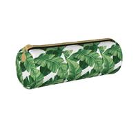 BKDODKS Grazioso astuccio in pelle con stampa di foglie di palma verdi, per adulti, unisex, con cerniera, leggero