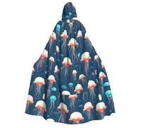 BKDODKS Mantello con cappuccio con stampa a meduse, unisex, versatile, per cosplay, Halloween, carnevale, decorazione a tema