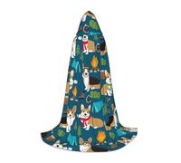 BKDODKS Mantello con cappuccio con stampa Corgi per Halloween, unisex, per cosplay, gotico, rinascimentale e altro ancora