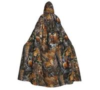 BKDODKS Mantello con cappuccio da uomo e donna con stampa di cervi e orsi da caccia, versatile, per cosplay, Halloween, carnevale, decorazione a tema