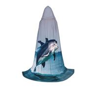 BKDODKS Mantello con cappuccio per Halloween, con stampa di delfini, unisex, per cosplay, gotico, rinascimentale e altro ancora