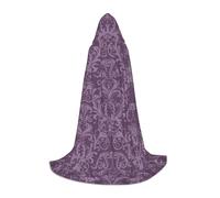 BKDODKS Mantello con cappuccio per Halloween, con stampa viola, unisex, per cosplay, gotico, rinascimentale e altro ancora