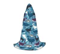 BKDODKS Mantello con cappuccio unisex con stampa a balena, per cosplay, gotico, rinascimentale e altro ancora