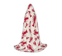 BKDODKS Mantello con cappuccio unisex con stampa aragosta rossa per cosplay, gotico, rinascimentale e altro ancora
