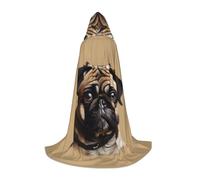 BKDODKS Mantello con cappuccio unisex con stampa di cani carlino per cosplay, gotico, rinascimentale e altro ancora