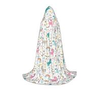 BKDODKS Mantello con cappuccio unisex con stampa di unicorni rossi per cosplay, gotico, rinascimentale e altro ancora