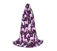 BKDODKS Mantello con cappuccio unisex con stampa di unicorni rossi per cosplay, gotico, rinascimentale e altro ancora