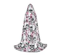 BKDODKS Mantello con cappuccio unisex con stampa floreale con teschio per cosplay, gotico, rinascimentale e altro ancora