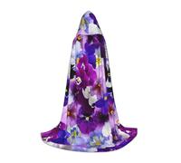 BKDODKS Mantello con cappuccio unisex con stampa floreale viola per cosplay, gotico, rinascimentale e altro ancora