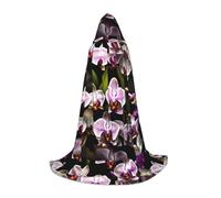 BKDODKS Mantello con cappuccio unisex con stampa orchidee per cosplay, gotico, rinascimentale e altro ancora