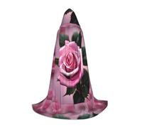 BKDODKS Mantello con cappuccio unisex con stampa rossa e rosa per cosplay, gotico, rinascimentale e altro ancora