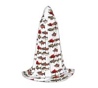 BKDODKS Mantello con cappuccio unisex con stampa salmone per cosplay, gotico, rinascimentale e altro ancora