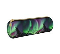 BKDODKS Northern Lights - Astuccio in pelle per adulti con stampa di luci del Nord, per uomini e donne, con cerniera, leggero