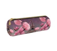 BKDODKS Paris Street Torre Eiffel Rosso Stampa Floreale Adulti Astuccio in Pelle Uomini Donne Matite Pouch con Cerniera Leggero, bianco, Taglia unica