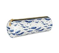 BKDODKS Piccolo astuccio in pelle per adulti con stampa balena blu con cerniera leggera