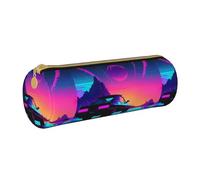 BKDODKS Retrowave - Astuccio in pelle per adulti con stampa di immagini, unisex, con cerniera, leggero, bianco, Taglia unica