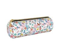 BKDODKS Romantico fantasia floreale uccelli farfalla stampa adulto astuccio in pelle astuccio uomo donna astuccio con cerniera leggero