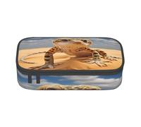 BKDODKS Sabbia leopardo geco stampa astuccio multifunzionale cancelleria borsa di immagazzinaggio forniture adulti preferiti