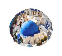 BKDODKS Santorini - Cuffia da doccia da donna, leggera, riutilizzabile, morbida, impermeabile, a prova di perdite, colore nero
