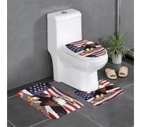 Bkdodks Set di 3 tappeti da bagno morbidi con stampa di aquila calva con bandiera americana, accessori eleganti e confortevoli