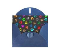 BKDODKS Set di biglietti di auguri colorati con stampa di zampa di cane nero, 10 x 15 cm, biglietti di ringraziamento versatili biglietti di Natale per compleanno
