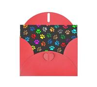 BKDODKS Set di biglietti di auguri colorati con stampa di zampa di cane nero, 10 x 15 cm, biglietti di ringraziamento versatili biglietti di Natale per compleanno