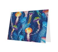 BKDODKS Set di biglietti di auguri colorati con stampa meduse 4x6 biglietti di ringraziamento versatili biglietti di Natale biglietti di compleanno