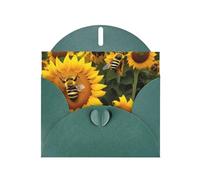 BKDODKS Set di biglietti di auguri con stampa di api girasole, 10,2 x 15,2 cm, biglietti di ringraziamento versatili per Natale e