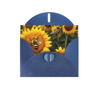 BKDODKS Set di biglietti di auguri con stampa di api girasole, 10,2 x 15,2 cm, biglietti di ringraziamento versatili per Natale e