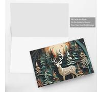 BKDODKS Set di biglietti di auguri con stampa di cervi natalizi, 10 x 15 cm, biglietti di ringraziamento versatili, biglietti di auguri di compleanno
