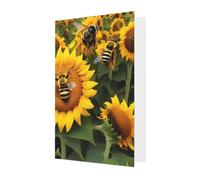 BKDODKS Set di biglietti di auguri festivi con stampa di api girasole, 10 x 15 cm, biglietti di auguri vuoti per tutte le occasioni