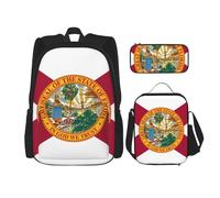 BKDODKS Set zaino 3 in 1 con stampa bandiera della Florida, borsa per il pranzo, astuccio - zaino da viaggio casual per uomo e donna, nero, Taglia unica