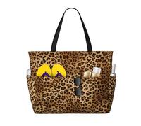 BKDODKS Simpatica borsa da viaggio con stampa leopardata, per vacanze al mare, picnic e attività sportive quotidiane, nero, Taglia unica