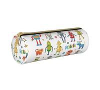 BKDODKS Simpatico astuccio in pelle con stampa di robot dei cartoni animati, per adulti, unisex, con cerniera, leggero