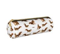 BKDODKS Simpatico astuccio in pelle con stampa scoiattolo per adulti, unisex, con cerniera, leggero