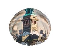 BKDODKS Statua della Libertà In Nyc Stampa Cuffia Da Doccia Per Le Donne Leggero Riutilizzabile SoftDouble Impermeabile Strati A Prova Di Perdite
