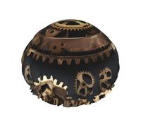 BKDODKS Steampunk Gears Cuffia da doccia da donna leggera riutilizzabile Softdouble strati impermeabili a prova di perdite, nera