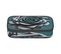BKDODKS Teal Grigio Rosa Stampa Fiore Multifunzionale Astuccio Cancelleria Sacchetto di Immagazzinaggio Forniture Adulti preferiti
