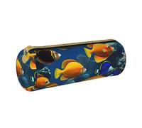 BKDODKS The Underwater World - Astuccio in pelle per adulti con stampa di pesci tropicali, unisex, con cerniera, leggero
