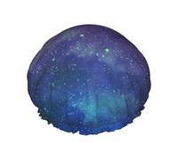 BKDODKS Universo con stelle Galaxy Interstellar Print Cuffia da doccia per le donne leggera riutilizzabile Softdouble strati impermeabili a prova di perdite, nero