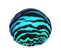 BKDODKS Viola Blu Verde Camouflage Zebra Stripes Stampa Cuffia da Doccia Per Le Donne Leggero Riutilizzabile Softdouble Strati Impermeabili A Prova Di Perdita., Nero