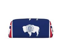 BKDODKS Wyoming State Flag Print Pencil Bag Zipper Large Pencil Pouch Work Travel - Astuccio multifunzionale