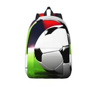 BKDODKS Zaino in tela vintage con stampa di palla sportiva da calcio zaino casual alla moda per laptop per uomo donna escursionismo, ufficio, Nero, M
