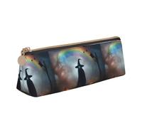 Bkdogkt Arcobaleno Halloween fantasma strega cappello ragni stampa semplice astuccio triangolo sacchetto per penne trucco arte forniture quotidiane essenziali, Bianco, One Size
