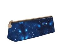 Bkdogkt Astuccio a triangolo con stampa a stelle blu brillante, per penne, accessori per il trucco e oggetti quotidiani, Bianco, One Size