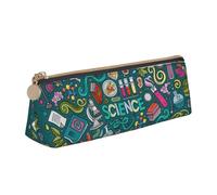 Bkdogkt Astuccio a triangolo con stampa a tema scienza dei cartoni animati, astuccio per penne, accessori per il trucco e oggetti essenziali quotidiani, Bianco, One Size