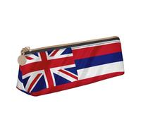 Bkdogkt Astuccio semplice a triangolo con stampa bandiera delle Hawaii, astuccio per penne, accessori per il trucco e gli oggetti essenziali quotidiani, Bianco, One Size