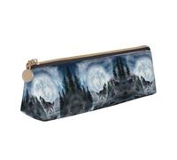 Bkdogkt Astuccio semplice con stampa di lupo a triangolo, per penne, accessori per il trucco e oggetti quotidiani, Bianco, One Size