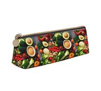 Bkdogkt Astuccio triangolare con stampa di cibo salutare per penne, articoli per il trucco, articoli essenziali quotidiani, Bianco, One Size